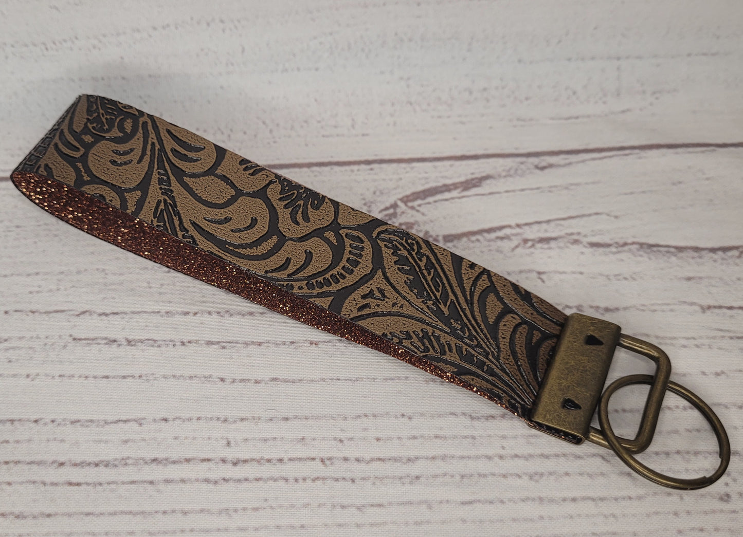 Western Metallic Floral Tooled Wristlet