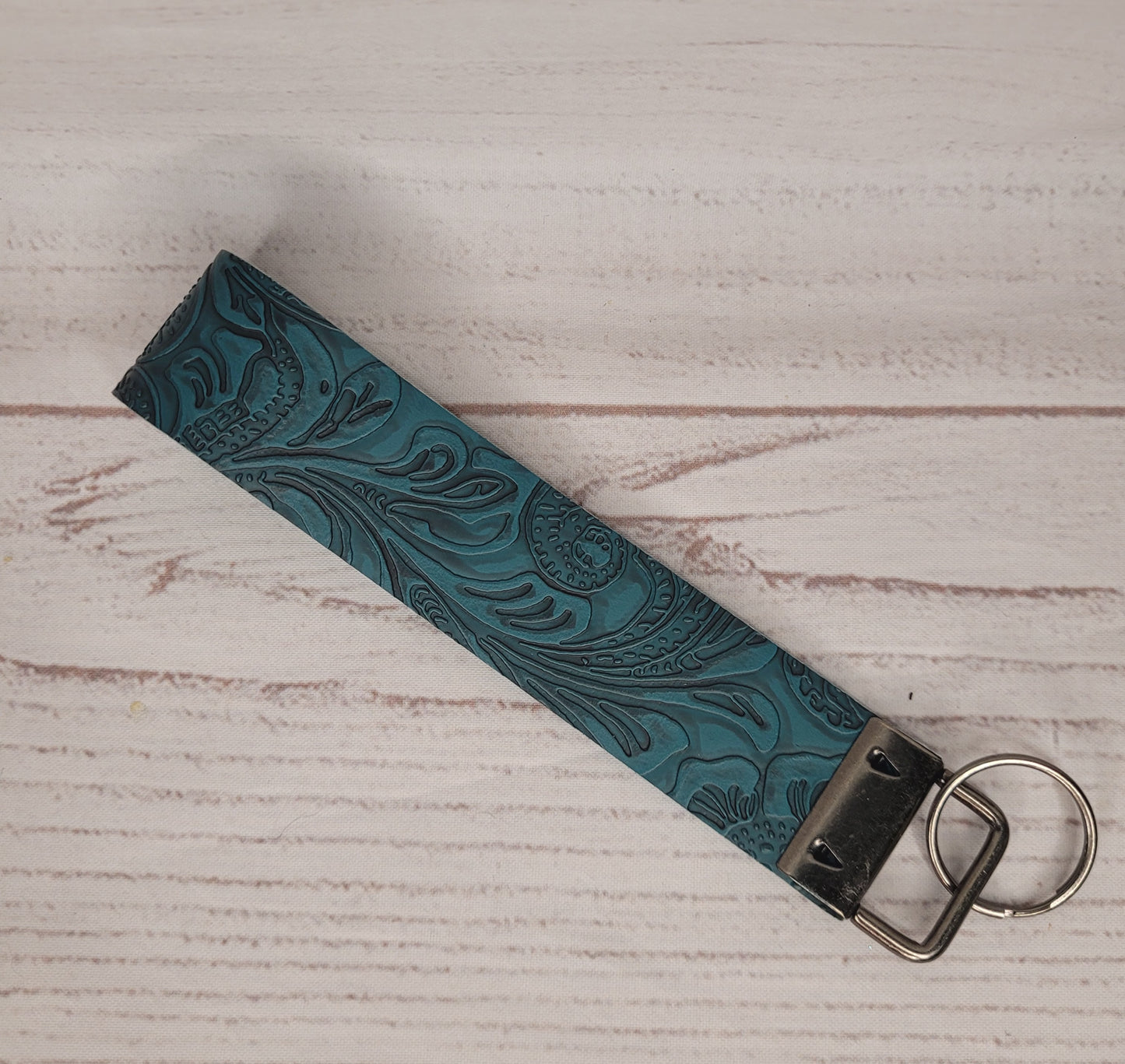 Western Floral Tooled Keychain Wristlet