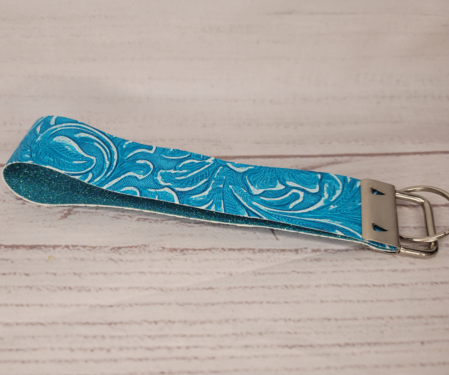 Western Floral Tooled Keychain Wristlet