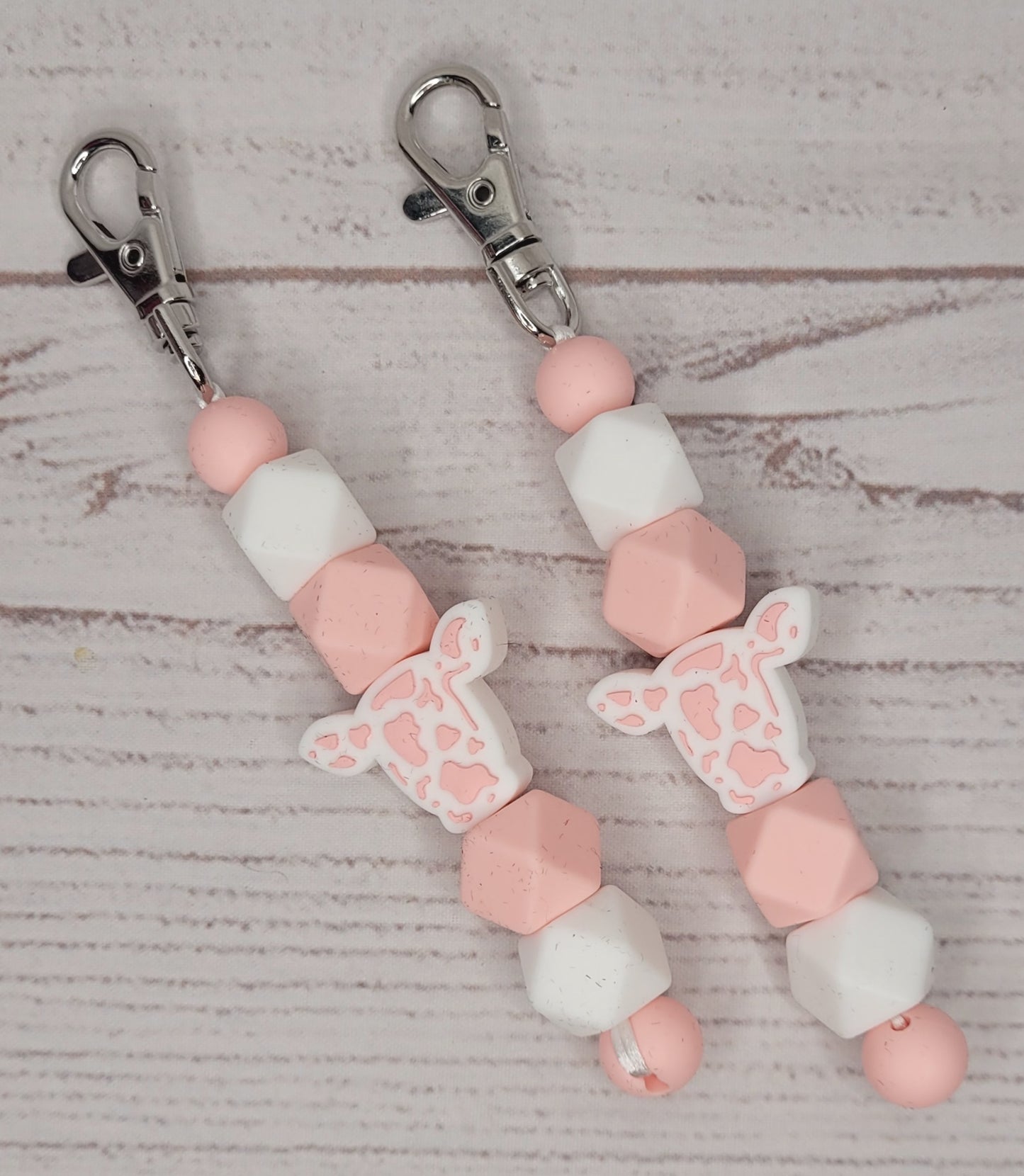 Cow cow print beaded Key fob keychain