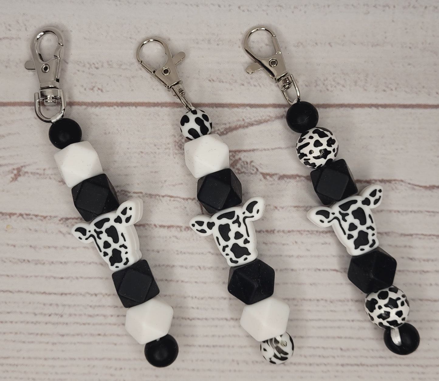 Cow cow print beaded Key fob keychain
