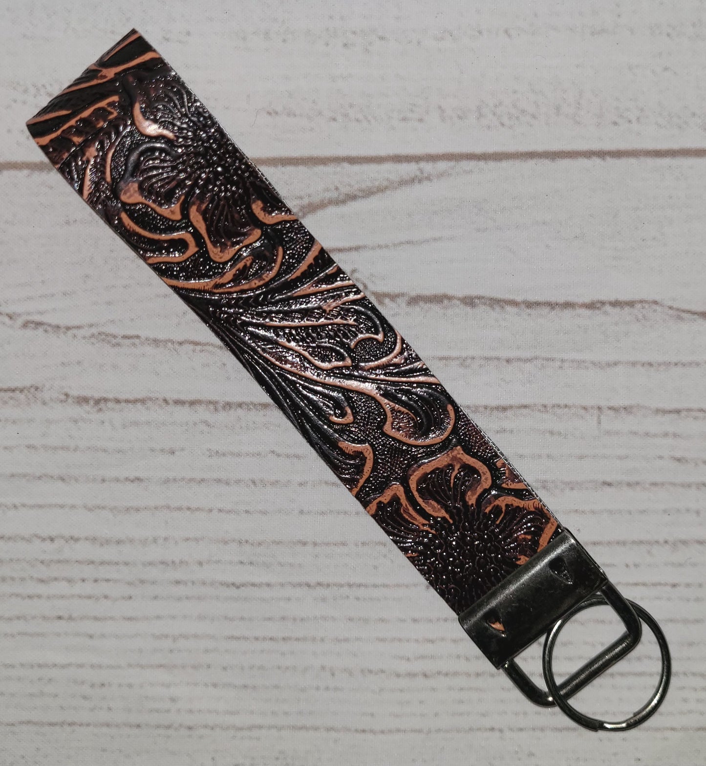 Western Floral Tooled Keychain Wristlet