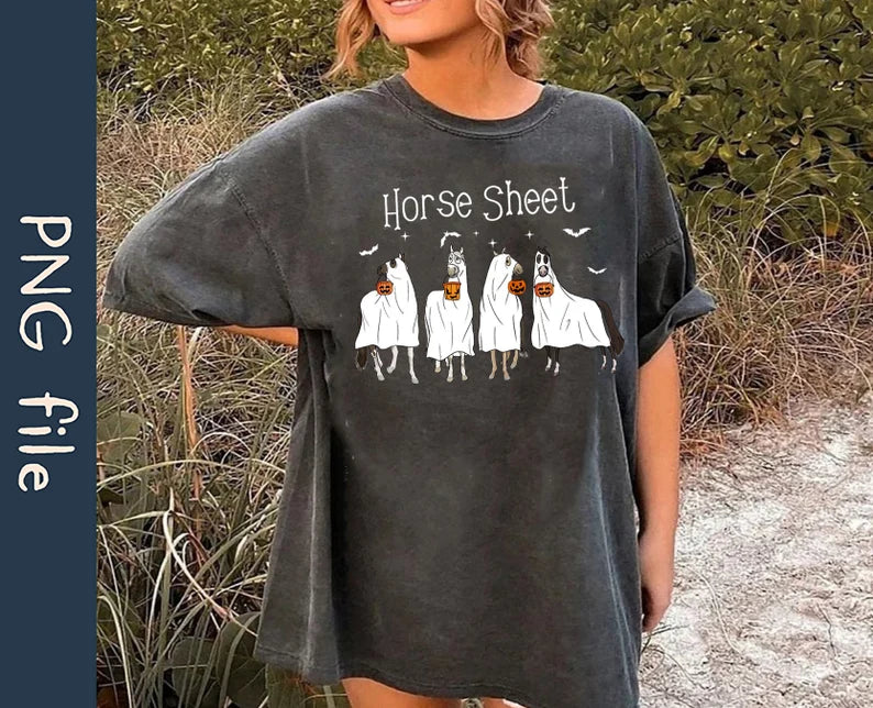 Horse Sheet Halloween Ghost Horse Tee