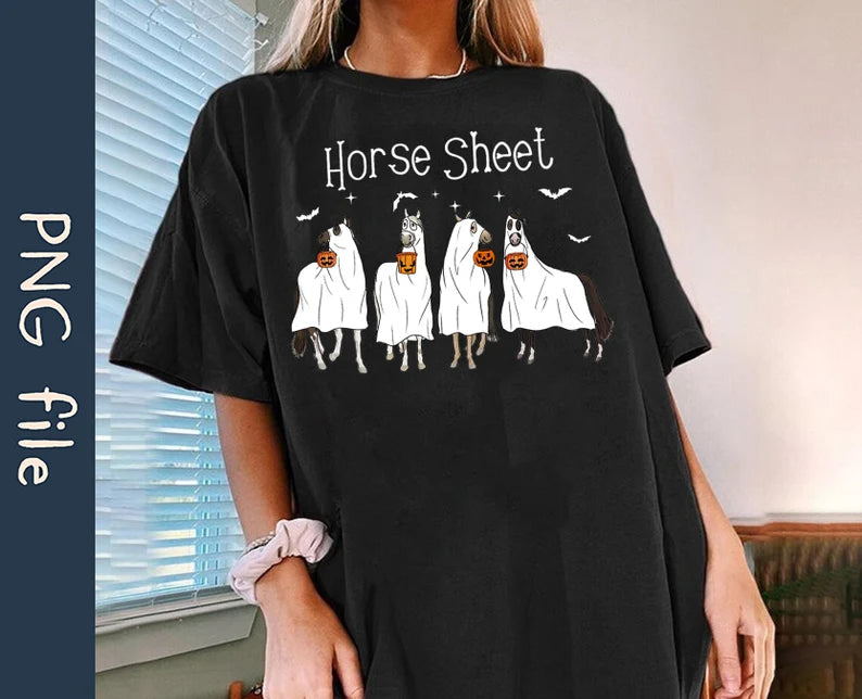 Horse Sheet Halloween Ghost Horse Tee
