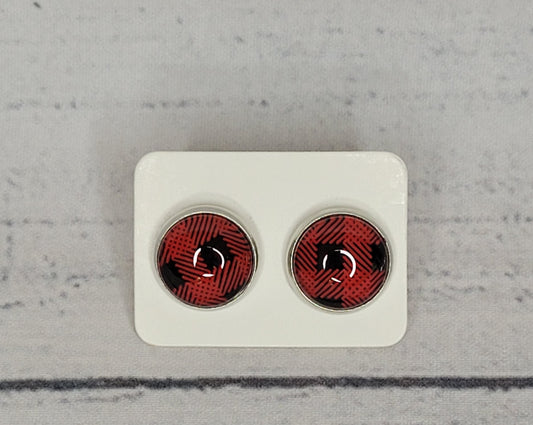 Red Buffalo Plaid Earring Studs