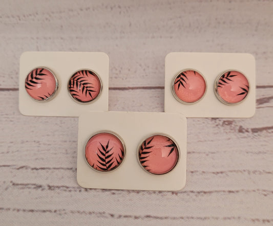 Purple & Pink Palm Earring Studs