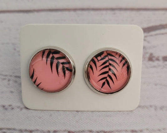 Purple & Pink Palm Earring Studs