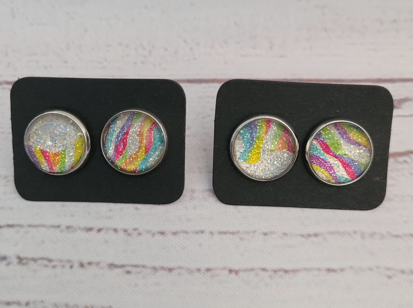 Rainbow Wave Earring Studs