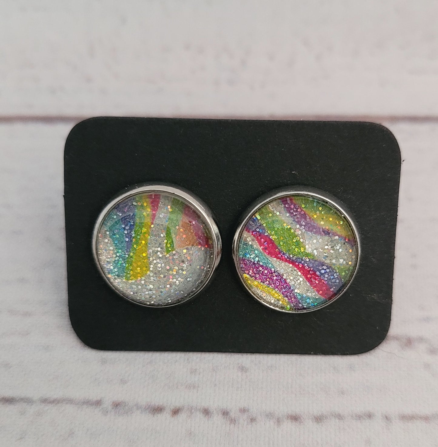 Rainbow Wave Earring Studs