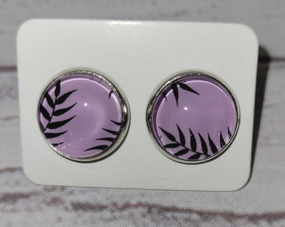 Purple & Pink Palm Earring Studs
