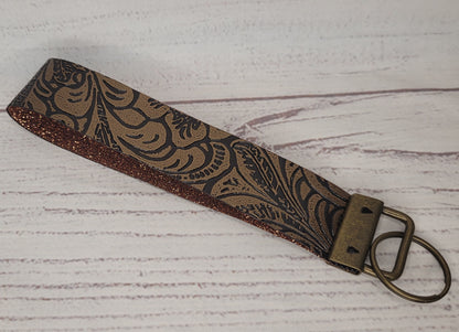 Western Metallic Floral Tooled Wristlet
