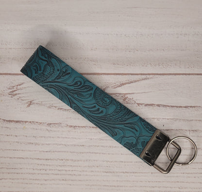 Western Floral Tooled Keychain Wristlet