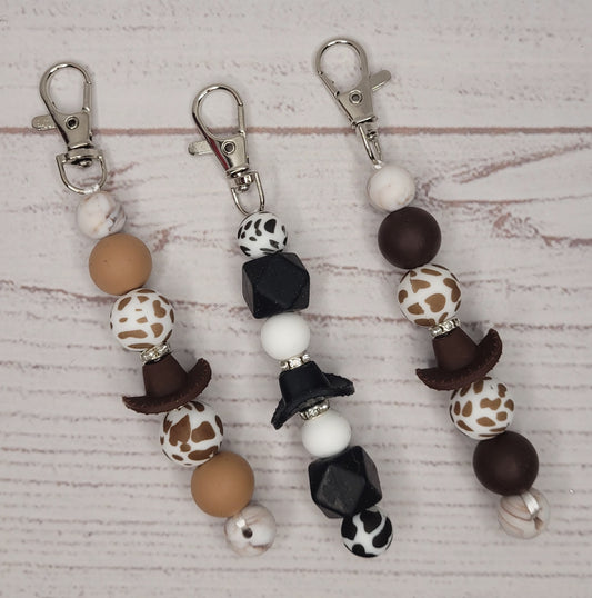 Cowgirl Hat silicone beaded Key fob keychain