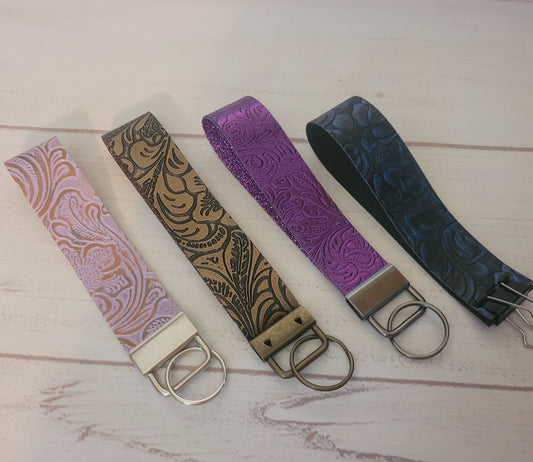 Western Metallic Floral Tooled Wristlet