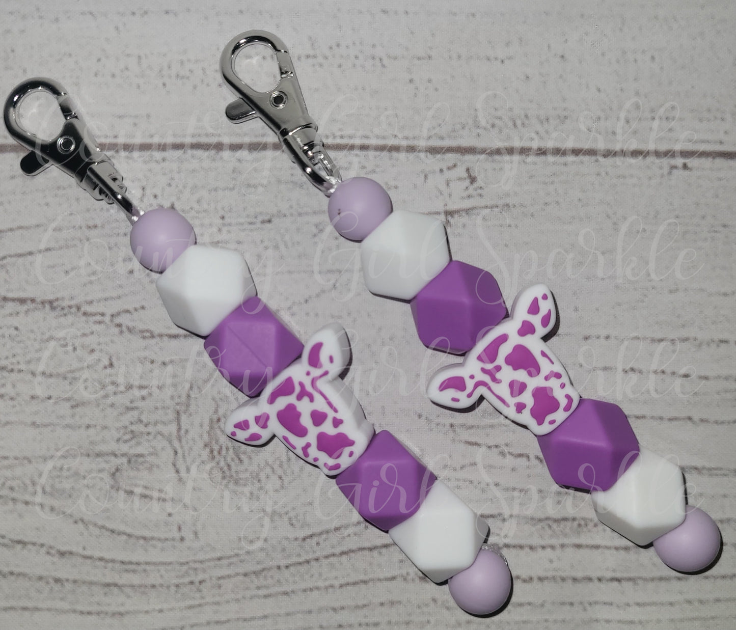 Cow cow print beaded Key fob keychain