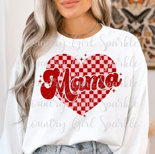 Mama Checkered Heart