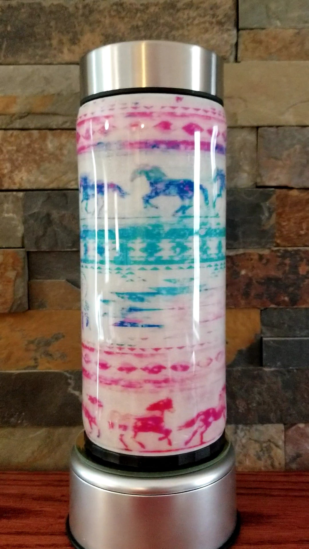 Boho Ombre Running Horses Tumbler