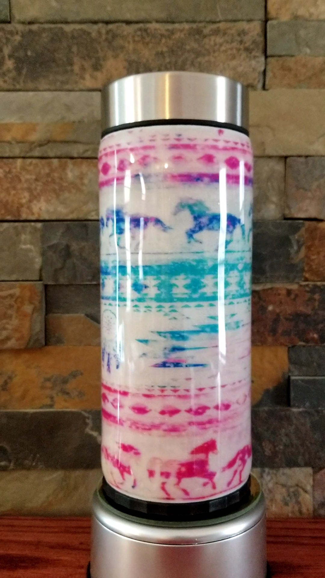 Boho Ombre Running Horses Tumbler