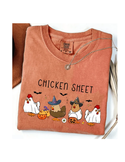Ghost Chicken Sheet Halloween Tee